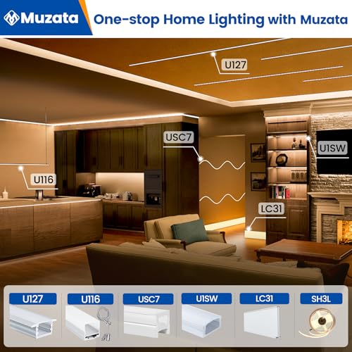 Muzata 20Pack 6.6FT/2M LED Channel Aluminum U Shape Silver LED Strip Diffuser Channel with Milky White Cover Easy Installation U1SW WW 2M - size: 20Pack