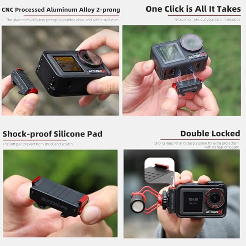 Osmo Action Cold Shoe Expansion Kit, Osmo Action 5 Pro Accessories, Camera Magnetic Adapter Mount Compatibility for DJI Osmo Action 5 Pro, Osmo Nano, Osmo Action 4, Osmo 360