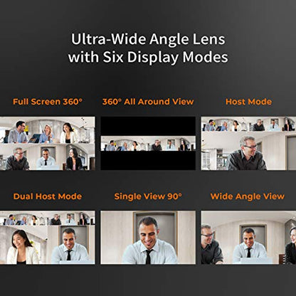 j5create 360 Degree All Around Meeting Webcam - 1080P HD Video Conference Camera with High Fidelity Microphone, USB-C | for Video Conferencing, Online Classes, and Collaboration (JVCU360)