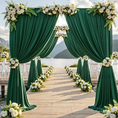 10ftx12ft Wrinkle Free Hunter Green Backdrop Curtain, 2 Panels 12FT Height Wedding Backdrop Drapes, Silky Polyester Back Drop Cloth for Birthday Photography Background Party Backdrop Draping - color: Hunter Green, size: (W)5ft x (H)12ft (2 Panel)