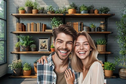 7X7ft Podcast Office Photo Backdrop Photography Background, Zoom Backdrops for Home Office Library Video Living Room Bookshelf Photo Booth Prop Decorations Wall Decor Tablecloth - size: 7X7FT