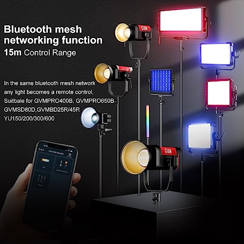 GVM 200W LED Video Light, PRO SD200B Photography Lighting Kit with Bluetooth Mesh Network/DMX Control, 2700K-6800K Studio Light Continuous Lighting Kit for YouTube,Film, 45400lux/1m, 12 Scene Effects - size: SD200B