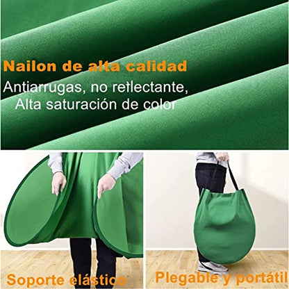 Portable Green Screen Backdrop Chair Background for Video Chats, Gaming, Video Conferences, 142cm Diameter, Folding and Portable