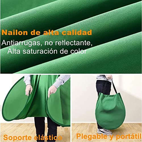 142cm Round Green Screen Backdrop Portable Pop Up Green Screen with Thicker Frame for Video Conference Live Stream Chair Background