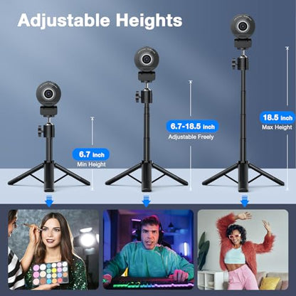 EMEET SmartCam S800-4K Webcam with Tripod for Streaming, Sony 1/2'' Sensor, Supports HDR, PDAF&TOF Dual-autofocus, 1080P@60FPS, Adjustable Heights with 360° Swivel Head, Perfect for Live Streaming - style: S800 1/2" Sensor with Tripod
