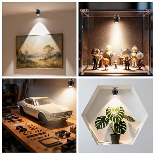 TAYSING LED Spotlight Indoor 2W USB Powered 360 Degree Rotating Mini Display Accent Light for Pictures Paintings Plants Shelves Cabinet Showcase, 3 Pack Daylight 6000K - color: Daylight