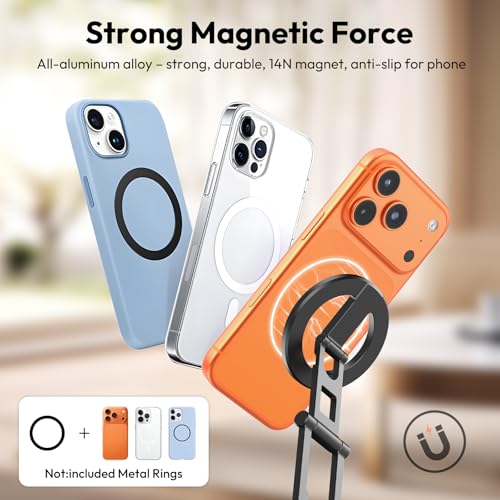 ULANZI SK29 Magnetic Phone Tripod, Foldable Mini Tripod Mount with MagSafe Phone Holder, Aluminium Cell Phone Stand with 1/4”, Arca Uka Base, Travel Vlog Essentials for iPhone 17/16/15/14/13/12