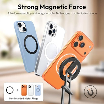 ULANZI SK29 Magnetic Phone Tripod, Foldable Mini Tripod Mount with MagSafe Phone Holder, Aluminium Cell Phone Stand with 1/4”, Arca Uka Base, Travel Vlog Essentials for iPhone 17/16/15/14/13/12