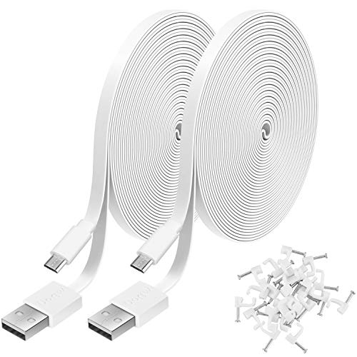 2 Pack 13.1FT Power Extension Cable Compatible with WyzeCam,Wyze Cam v4,WyzeCam Pan,WYZE Cam OG,Kasa Cam,Nest Cam,Blink,Cloud Cam,USB to Micro USB Charging and Data Sync Cord for Camera（Not Type C）