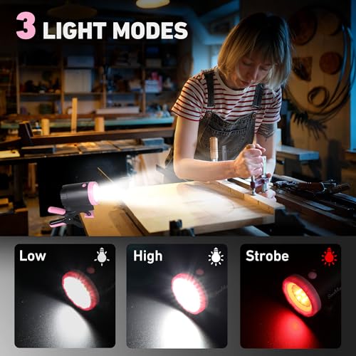 4-Pack Pink Rechargeable LED Work Light, 360° Adjustable Spotlight with Magnetic Base & Clamp, Portable Clip Light for Garage, BBQ, Workshop, Car Repair, Household & Emergency Use - style: 4-Pack