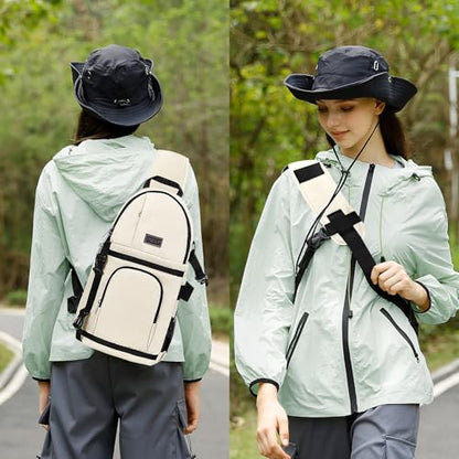 MOSISO Camera Sling Bag, DSLR/SLR/Mirrorless Camera Case Shockproof Photography Camera Backpack with Tripod Holder & Removable Modular Inserts Compatible with Canon/Nikon/Sony/Fuji, Beige - color: Beige