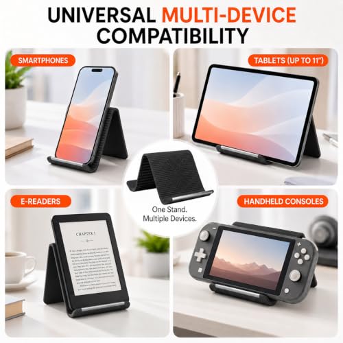Foldable Silicone Aluminum Phone Holder, Adjustable Anti-Slip Flexible Silicone Phone Holder, Folded into Any Shape, Airplane Cellphone Holder for Home Office Travel Treadmill (Black) - color: Black-1PCS
