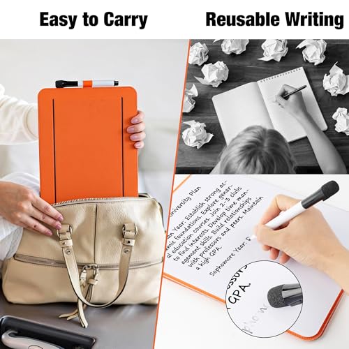 Glass Desktop Whiteboard with Reversable Stand, 12×9” Dry Erase White Board Easel with PU Cover Case, A4 Desk Notepad for Home Study Office, Back to School Supplies, Orange, 2026 - color: Orange Stand