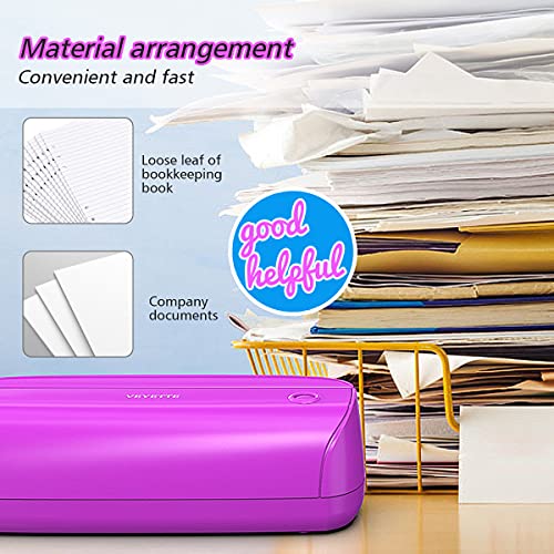 Electric 3 Hole Paper Punch, VEYETTE Paper Puncher with Adapter for Office School Studio, 20 Sheet Capacity, AC or Battery Purple - color: Purple