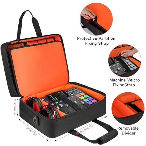 LEFOR·Z Large Audio Mixer Travel Case Compatible with RODECaster Pro,RODECaster Pro II,TC-Helicon GoXLR,Podcast Mixer Case Protective DJ Mixer Storage Bag for Microphones and More Podcast Equipment