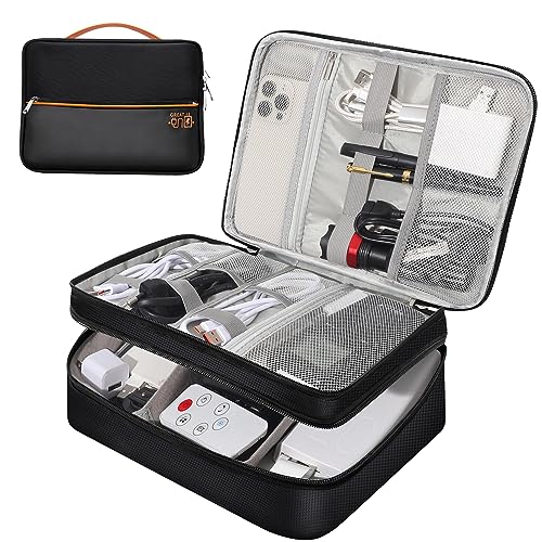 CILLA Electronic Organizer Travel Case, Travel Cord Organizer Case Portable Waterproof Cable Organizer Bag for Charger, Cord, USB, Power Bank, Earphone - color: zipper-black