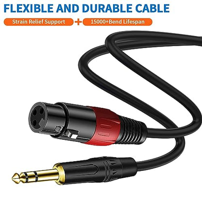 LanSenSu XLR to 1/4 TRS Stereo Adapter,XLR Female to 1/4 Inch (6.35mm) Stereo Balanced Microphone Stereo Audio Converter AdapterCable 2Pack-100ft - size: 6.35mm to XLR Female-100ft