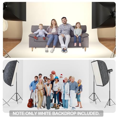 Hemmotop White Photo Backdrop Background 10x8ft | Polyester, Large, Drapes Well, Rod Pocket for Easy Hanging, for Family Photoshoot, Wedding, Birthday, Graduation, Baby Shower - color: White