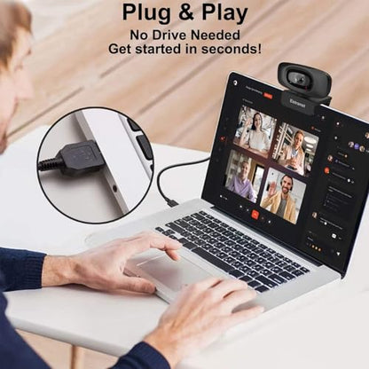 2K Quad HD Webcam with Privacy Cover & Noise-Canceling Microphone & USB C Adapter, Video Web Streaming Camera for PC Computer Desktop Laptop Mac Zoom Teams &More, 2pcs Cable Organizer - style: Webcam + 2pcs Cable Organizer