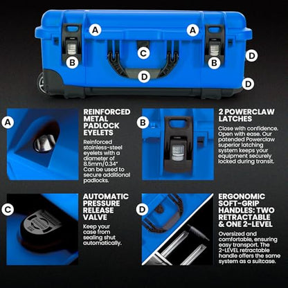 Nanuk 935 Pro Photo Kit – Waterproof Travel Camera Hard Case with Padded Dividers and Wheels, 22” x 14” x 9” - Dustproof and Impact Resistant, Airline Carry-On Approved – Blue | IP67 Waterproof Nk-7 Resin, Powerclaw Latches, Padded Divider and Lid Organiz