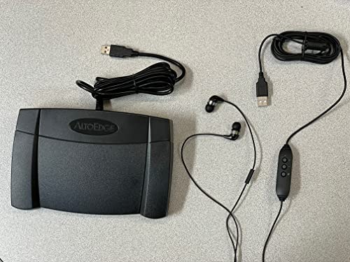 Altoedge Transcription Foot Pedal Bundle with Ear Bud Headset with Microphone