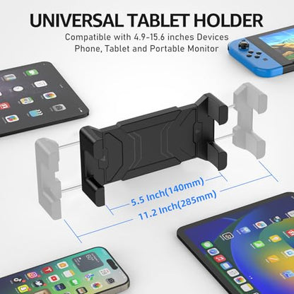 Urmust Tablet Wall Mount Holder for iPad, 4.7-15.6" | 360° Rotation Adjustable, Aluminum Extendable Arm, iPad mini/Air/Pro/Galaxy Tab/Kindle, Kitchen Home Office - size: 2 Arm Pro-Up to 15.6"