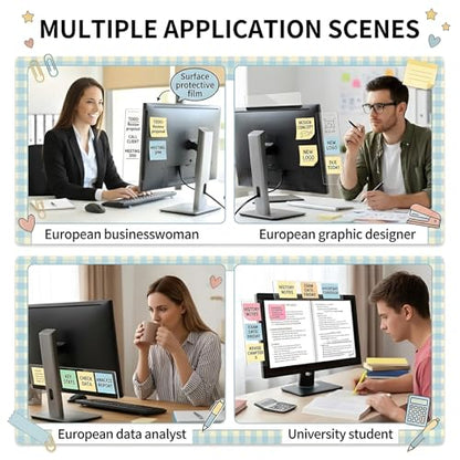 JJUNW 4 Pcs Monitor Memo Board, Computer Monitor Sticky Note Holder Acrylic Desk Accessories, Transparent Side Note Desktop Memo Board for Office Home Desktop
