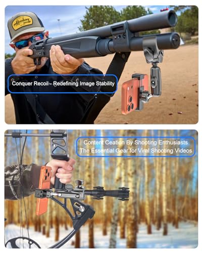 Universal Phone Holder for Gun/Bow [Portable Lightweight] Metal Adjusting Arm Crossbow Gun Scope Phone Mount Clamp for iPhone 17 Pro Max 16 15 14 Plus Android Smartphone, Hunting Phone Mount