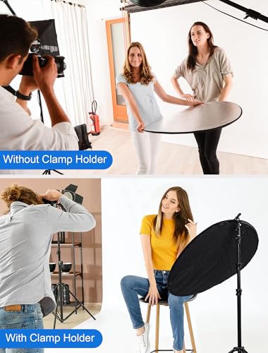 Selens Portable 32inch/80cm Light Reflector with Clamp,5 in 1 Collapsible Multi Disc Photography Reflector Translucent,Silver,Gold,White,Black for Studio Photography Lighting and Outdoor Lighting - size: 5 in 1 32inch with clamp