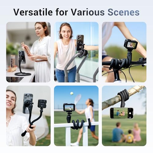 29.5'' Magnetic Flexible Gooseneck Phone Mount Holder for iPhone 17 16 15 Pro Max & Action Camera,Long Arm Bendable Selfie Stick Cell Phone Stand with 1/4"20 for Stroller Treadmill Gym Shopping Cart