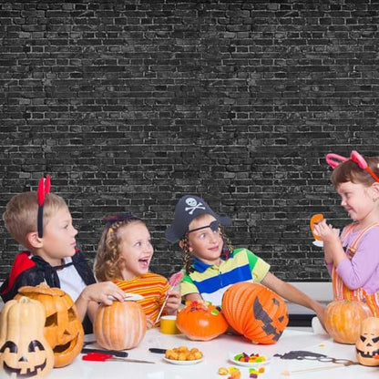 Black Brick Wall Backdrop 10x8ft Photoshoot Brick Photography Backdrops for Wall Video Photo Background Baby Shower Birthday Party Decorations Banner Wallpaper Studio Booth Props Polyester Fabric