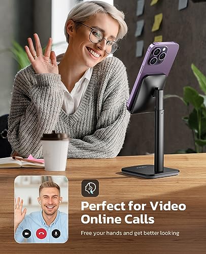 Nulaxy Phone Stand, Height Angle Adjustable Cell Phone Stand, Phone Holder for Desk Compatible with Phone 16 15 14 13 12 Mini 11 Pro Xs Max Xr X 8 7 6 6s Plus, All Smartphones (4-8 inches) - Black