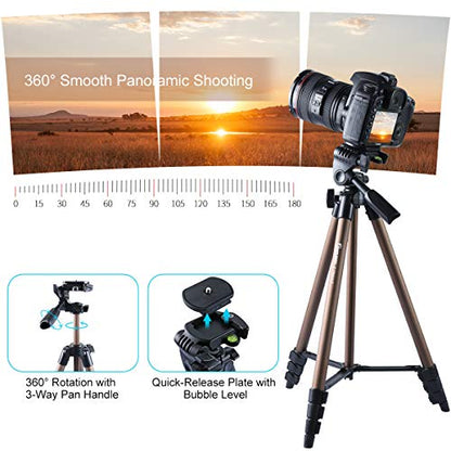 Endurax 60'' Tripod for Camera Canon Nikon DSLR, Camera Phone Tripod with Universal Holder, Carry Bag, Max. Load 6.6 lbs - style: With Quick Release Plate-Bronze