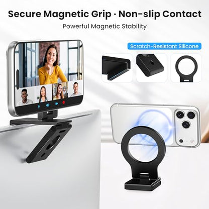 Itramax Continuity Camera Mount for iMac&Desktop Monitor,Magnetic Phone Webcam Stand,Foldable Phone Webcam Holder for MagSafe iPhone 17 Air Pro Max/17e/16/15/14/13/12/11/XR/XS,Mac,MacBook,Apple TV 4K - color: Standard-Black