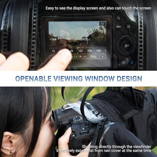 Mirrorless Camera Rain Cover with Openable Viewing Window & Strap Mountable Design Waterproof Camera Rain Coat for Sony A7RVI A7R VI V A7IV Canon EOS R6M2 R5M2 R8 R7 Rp for Nikon Z6III II Z7II Z8 Z50 - color: BLACK(Upgraded)