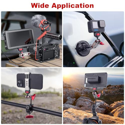 Came-TV Camera Magic Arm with Dual Ball Head & 1/4" Screws, Aluminum Magic Arm Camera Mount 360° Rotation Articulating Magic Arm for Monitor/LED Light/Microphone/Camera Cage/Tripod (64004) - style: Single Head