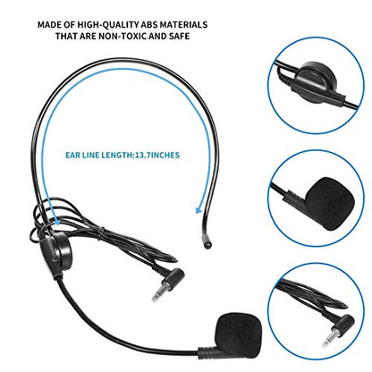 Wired Headset Microphone for Voice Amplifier, Flexible Adjustable Microphone for Teachers, Trainers, Presentations, Seniors.