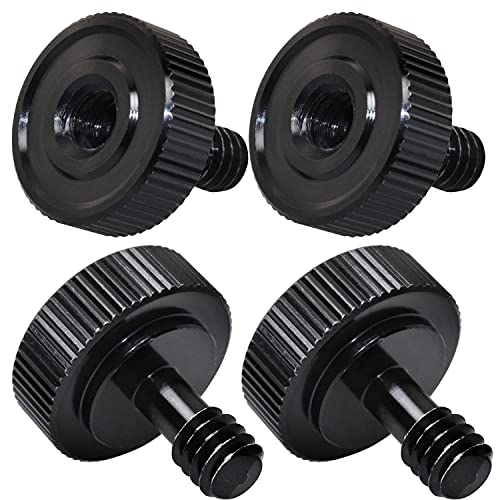 4Pcs Camera Quick Release Thumb Screw Tripod L Type Screw 1/4 Male to 1/4 Female Thread Adapter for Camera Flash Bracket Mounting Plate,Black