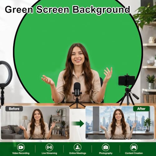 57in Portable Green Screen Chair Backdrop: Double-Sided Foldable Greenscreen Chroma Key Background for Streaming, Video Calls, Photography & Gaming