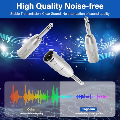 1/4" TS to XLR Adapter 2 Pack - 6.35mm 1/4" TS to XLR Male Connector - color: TS 6.35mm Male to XLR Male, size: 2 Pack