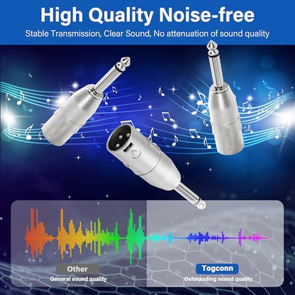 1/4" TS to XLR Adapter 2 Pack - 6.35mm 1/4" TS to XLR Male Connector - color: TS 6.35mm Male to XLR Male, size: 2 Pack