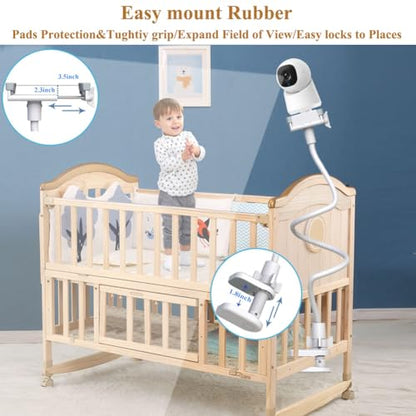 Flexible Baby Monitor Stand Mount Holder Compatible with eufy Security E30 / E20 / C220 / E21/ E110 / C2110 / T8417/ T8354/ T8300 Cameras Adjustable Baby Cameras Stand Clip Clamp Mount - size: 33.48" for eufy E30/E110/C220/E220/C2110