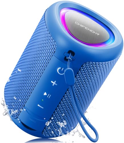 Portable Bluetooth Speaker Beach Essentials: Powerful Crystal Clear Sound/Dynamic Light/IPX5 Waterproof/All Day Playtime/Wireless BT 5.3/TWS Paring, Dad Gifts, Outdoor|Travel|Camping|Pool Accessories - color: Blue