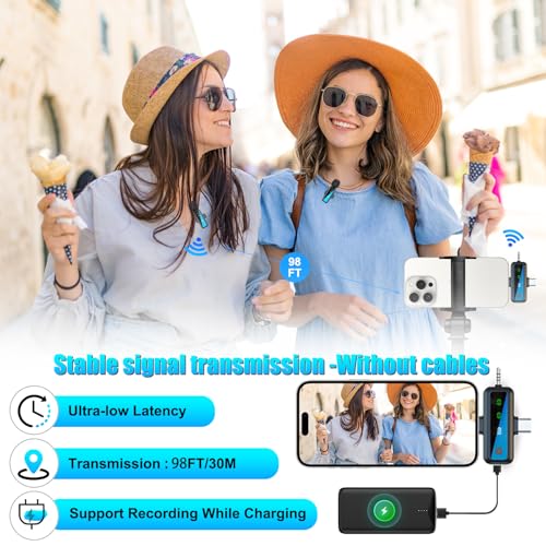 3-in-1 Wireless Lavalier Microphone for iPhone/Android/Camera/PC, Featuring a Rotatable Clip, Mute, Reverb, and Noise Reduction – Ideal for TikTok, YouTube, and Vlogging (3-in-1)