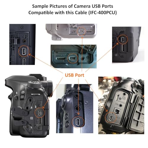 Camera IFC-400PCU IFC-200U IFC-500U USB Data/File Transfer Cable Cord Wire for Canon PowerShot ELPH 360 HS, Rebel EOS T1i T2i T3 T3i T4i T5 T5i T6 T6i T6s T7i & Vixia Camcorders - See Details Below