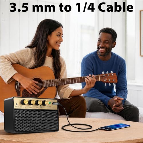 Cyberguys! 3.5mm to 1/4 Cable, TRS to TRS Stereo Audio Cord, 3.5 to 1/4" Braided Cable, Gold-Plated Connectors, Cables for Guitar, Keyboard, Digital Piano, Speaker, Mixer, Amplifier, Headphone, 6.6ft - size: 6.6ft