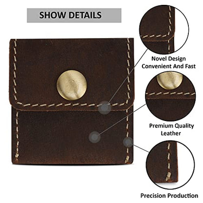 Leather Ring Pouch, Brown Leather Jewelry Holder, Wedding Case for Men and Women - Full Grain Pouch for Engagement Handcrafted Bridal Jewellery Storage, Guitar Picks Camera SD Card Holder - color: Brown