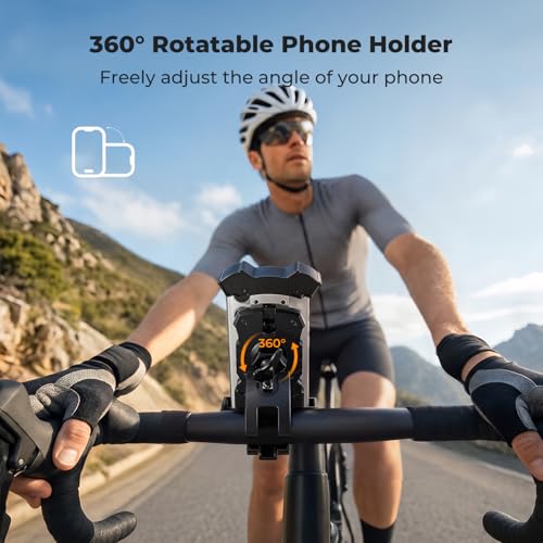 K&F CONCEPT Motorcycle Phone Mount, Bike Phone Holder, 360° Adjustable & Quick Install Handlebar Clamp for 4.7" to 6.9" Phones - style: Motorcycle Phone Mount