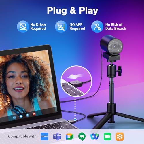 EMEET S600 4K Webcam with Tripod for Streaming - Sony 1/2.55'' Sensor, PDAF Autofocus, 1080P@60FPS, 2 Noise Reduction Mics, Built-in Privacy Cover, 73° FOV, Streaming Webcam for Product/Game/Beauty - style: S600 Sony Sensor with Tripod