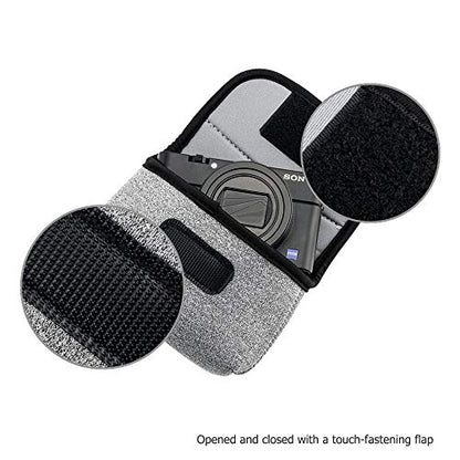JJC Compact Camera Case Travel Pouch Sleeve for Sony ZV-1 II ZV1II ZV1F ZV-1F ZV1 RX100 VII VI VA Canon G7X G5X G9X SX740 Ricoh GR IV III Olympus TG-7 TG-6 TG-5 TG-4 Fujifilm XP130 XP140 XP90 & More - color: Grey